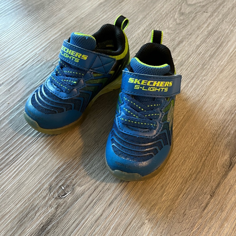 Skechers S-Lights Kids Shoes - Blue and Green